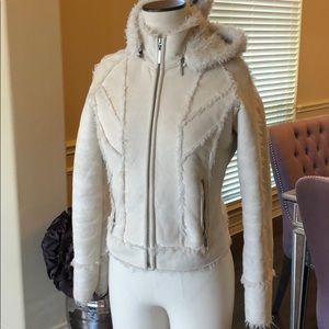 Guess Suede & Fur Winter White Coat
